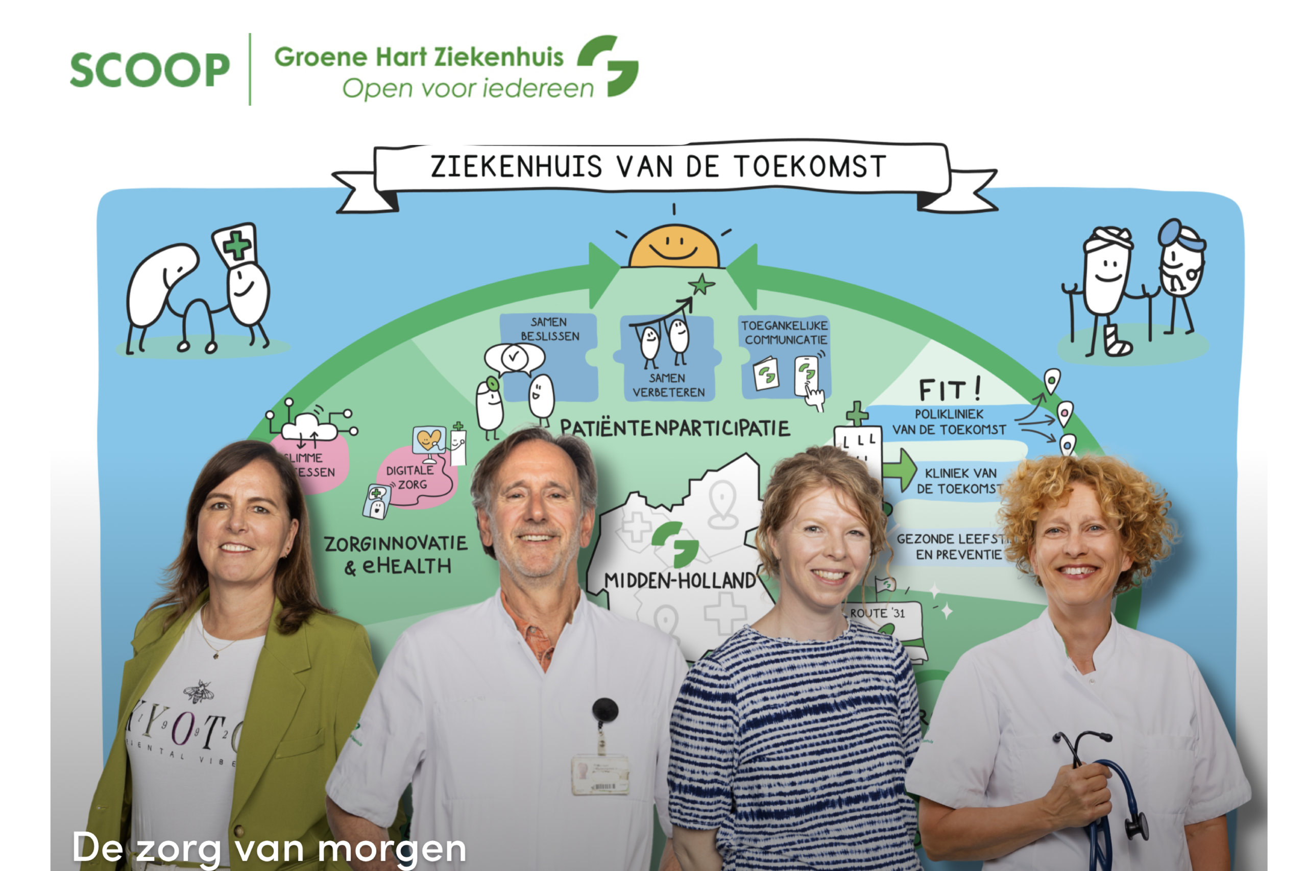 Visuele communicatie Groene Hart Ziekenhuis – Studio Limón Studio Limón illustraties gebruikt in communicatie van het Groene Hart Ziekenhuis